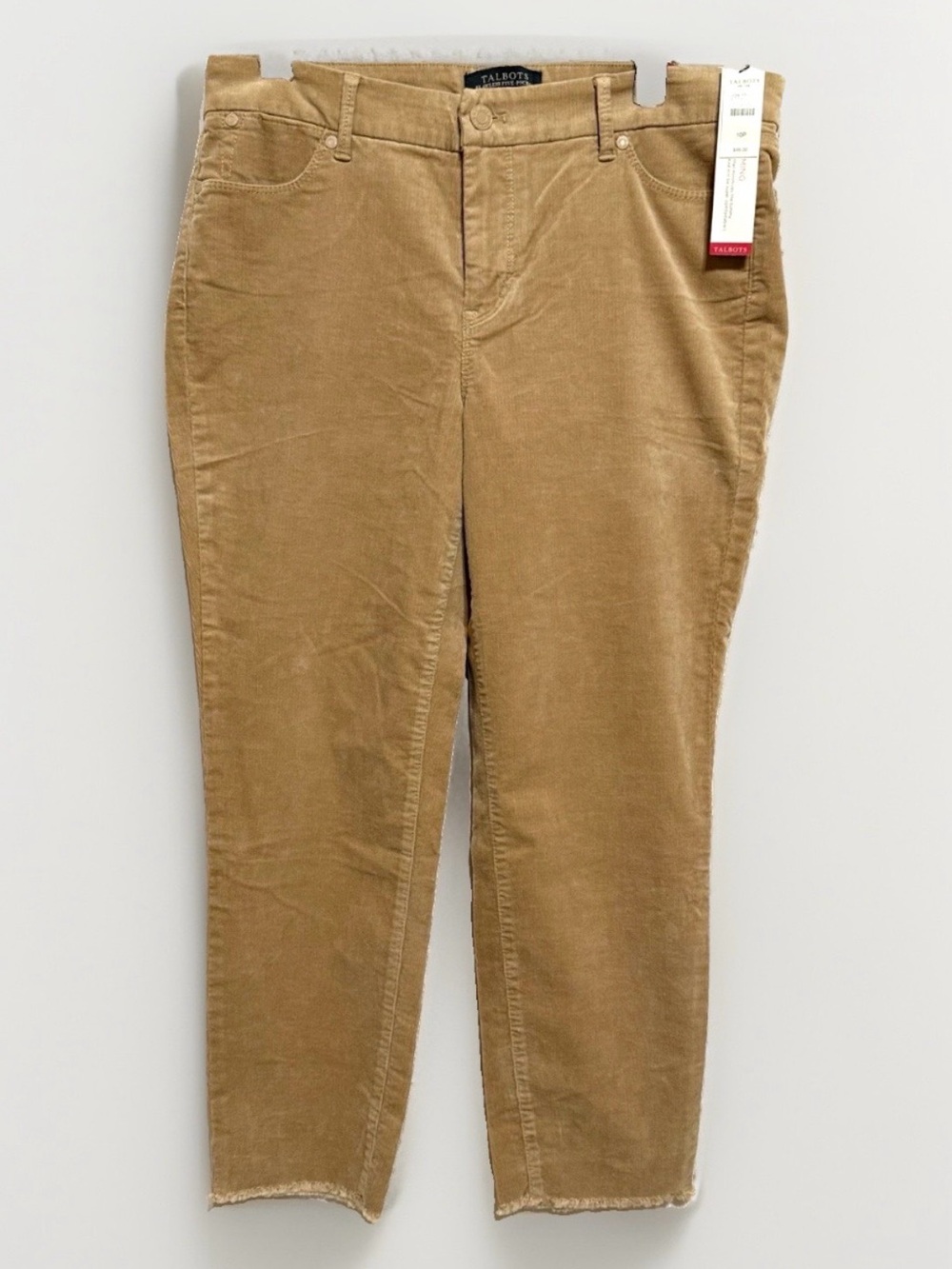 NWT Talbots Flawless Five pocket slim ankle Corduroy pants w/ frayed hem